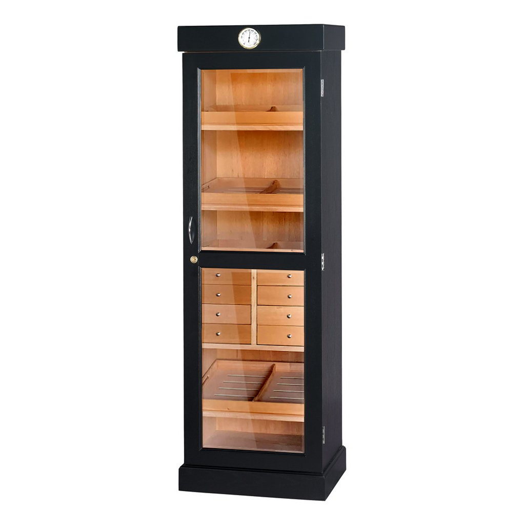 Black Oak Tower Humidor with Drawers 2000+ Cigar Capacity. NOT AVAILAB