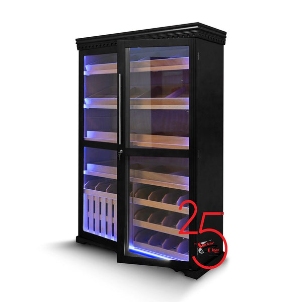 4000 Capacity Black Tower Humidor with LED Lighting. NOT AVAILABLE FOR SHIPPING, LOCAL PICK-UP ONLY!