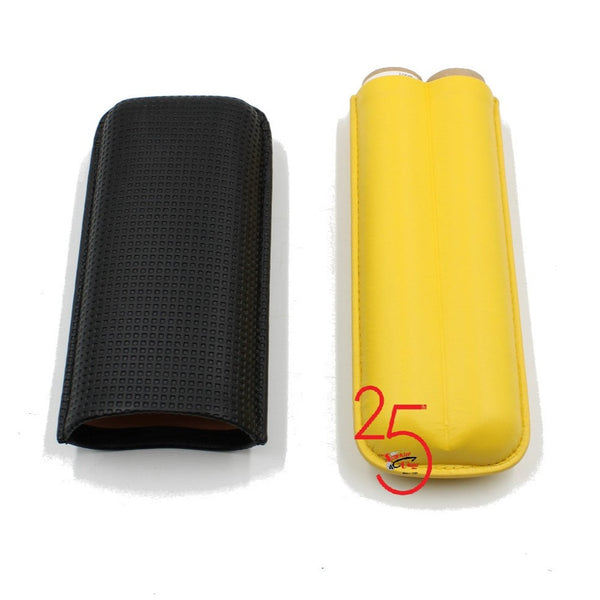 Black and Yellow Finish 2 Finger Cigar Case