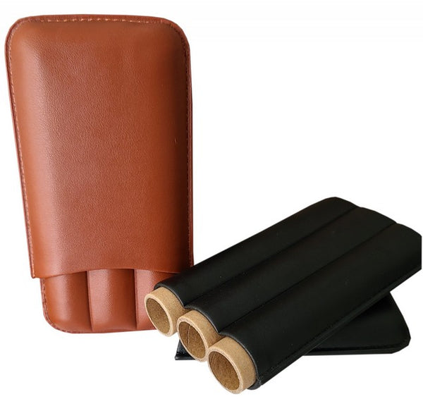 Three  cigar Leather case 64 Ring