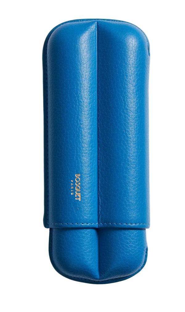 Bosquet Cylinder Two Cigar Capri Blue Leather Case
