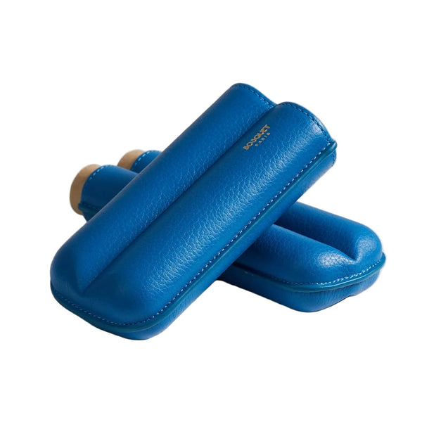 Bosquet Cylinder Two Cigar Capri Blue Leather Case
