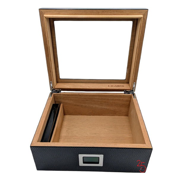 Capri Carbon Fiber Digital 50+ Cigar Capacity Humidor+ Receive $16.99 in FREE Goods with Purchase!