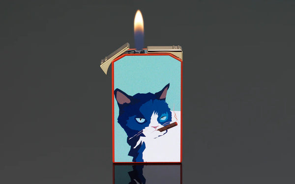 Siglo Grumpy Cat  Blue / Red Lighter and Cutter Set
