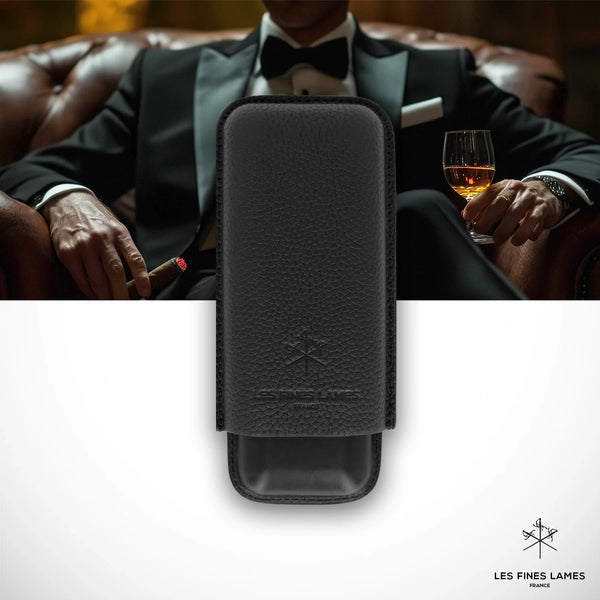 Les Fines Lames Due Black Pebble Cigar Case...Regular $179.99 ON SALE $149.99