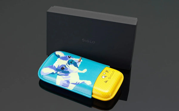 SIGLO Three Cigar Leather Dog Cigar Case