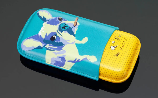 SIGLO Three Cigar Leather Dog Cigar Case