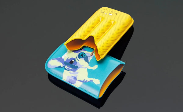 SIGLO Three Cigar Leather Dog Cigar Case