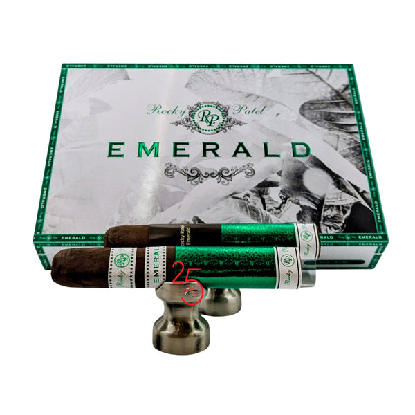 Cigar box with cigars and a stand on a white background