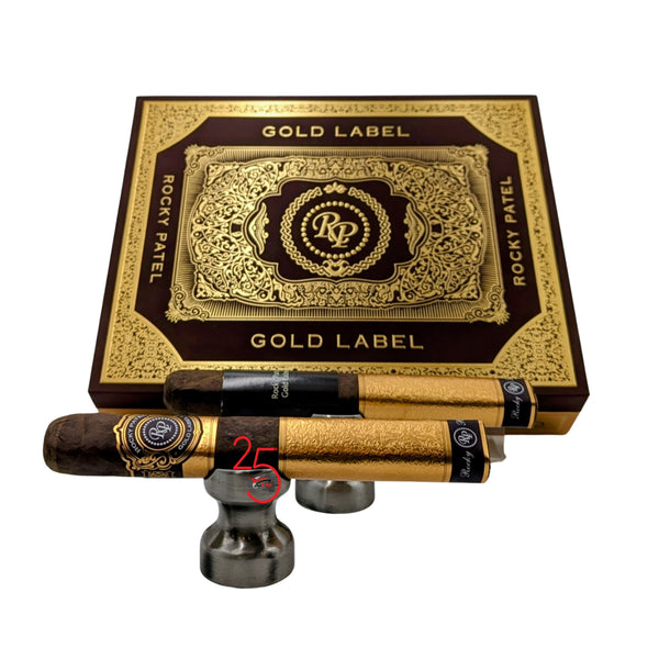 Gold Label Toro Rocky Patel cigars with a box on a white background