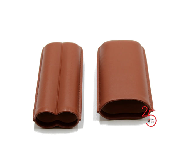 Brown Leather Two Finger 60 Ring Cigar Case.