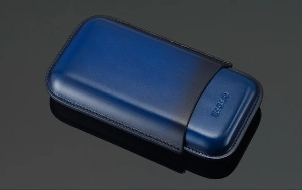 Siglo Three Cigar Patina Blue Cigar Case