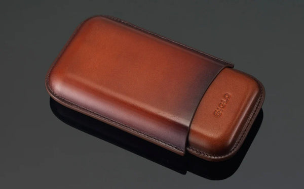 Siglo Three Cigar Patina Brown Cigar Case