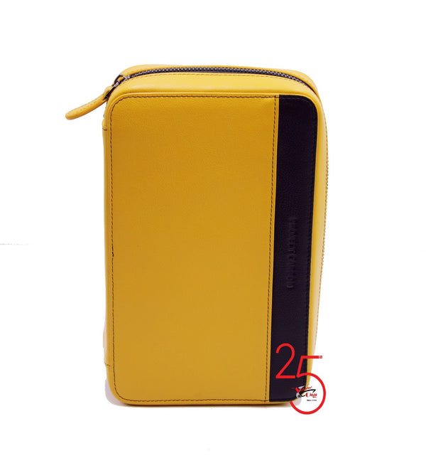 Project Carbon Cigar Case Mastard Yellow/Black Leather