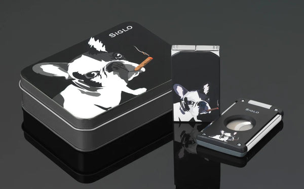 Siglo Dog in Black Lighter and Cutter Set