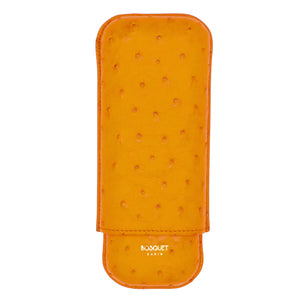 Bosquet Rectangular Two Cigar Orange Ostrich Case