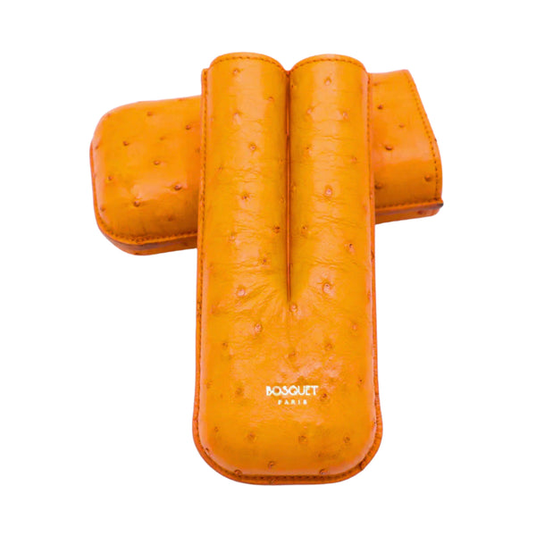 Bosquet Rectangular Two Cigar Orange Ostrich Case