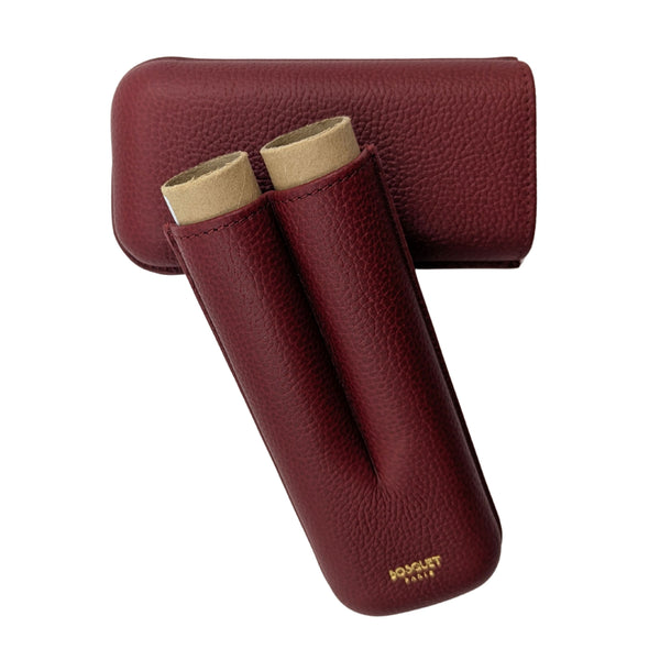 Bosquet Rectangular Two Cigar Red Leather Case