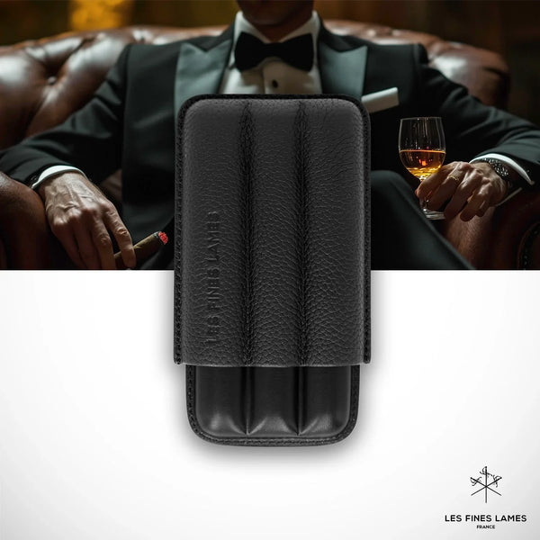 Les Fines Lames Trio Black Pebble Cigar Case...Regular $199.99 ON SALE $169.99