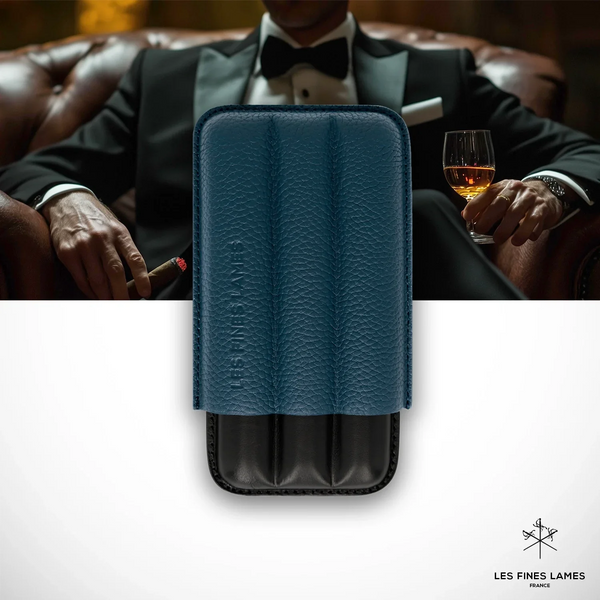 Les Fines Lames Trio Blue Pebble Cigar Case...Regular $199.99 ON SALE $169.99