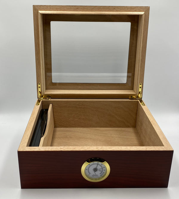 A 50+ Cigar Capacity Artisan Cherry Glasstop Humidor + Receive $41.98 in FREE Goods with Purchase!* - TSC Inc. The Smokin' Cigar Inc. Humidors