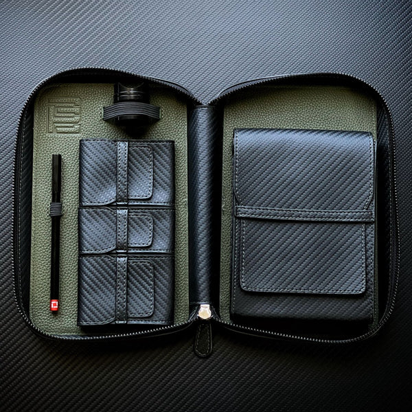 Project Carbon Cigar Case Black/Green Carbon (with Side Handle + Boveda Sleeve) - TSC Inc. Project Carbon Project Carbon