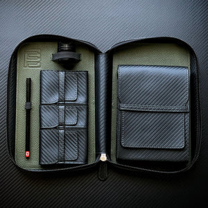 Project Carbon Cigar Case Black/Green Carbon (with Side Handle + Boveda Sleeve) - TSC Inc. Project Carbon Project Carbon