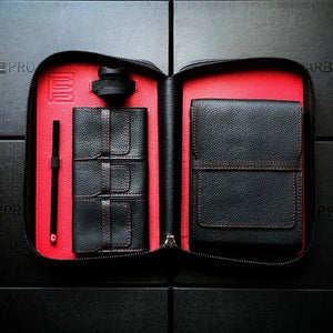 Project Carbon Cigar Case Black/Red Leather (with Side Handle + Boveda Sleeve) - TSC Inc. Project Carbon Project Carbon