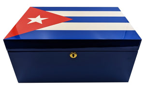 125+cc Cuban Flag Blue Humidor + Receive A FREE Bottle of solution Purchase!* - TSC Inc. The Smokin' Cigar Inc. Humidors