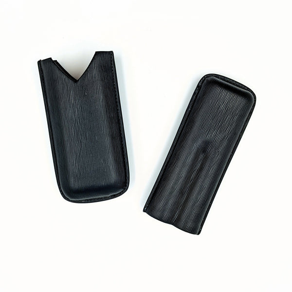 Black Leather 2 Finger "V" Cigar Case - TSC Inc. The Smokin' Cigar Inc. Accessories