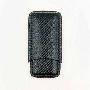 Carbon Fiber Finish 3 Finger Red Stitch Cigar Case - TSC Inc. The Smokin' Cigar Inc. Accessories