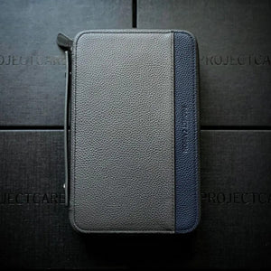 Project Carbon Cigar Case Dark Grey/ Blue Leather (with Side Handle + Boveda Sleeve) - TSC Inc. Project Carbon Project Carbon