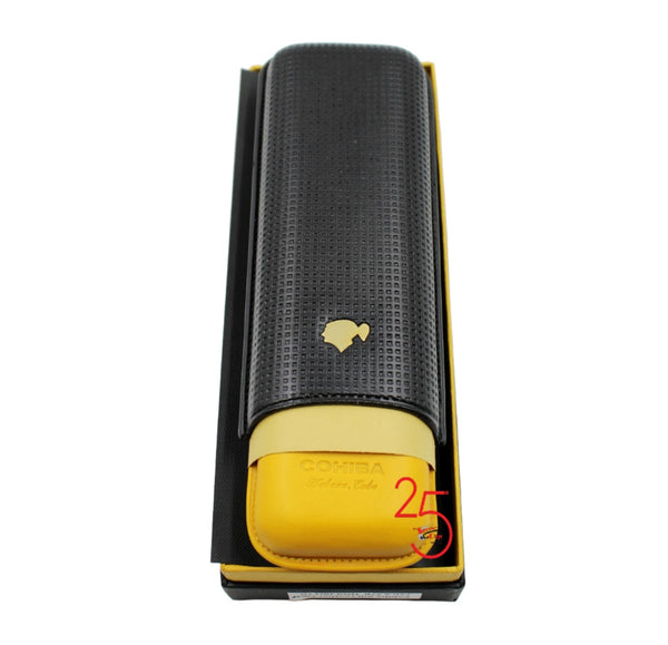 Cohiba Leather 2 Cigar Case Black/Yellow
