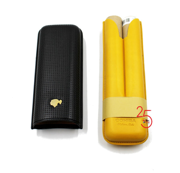 Cohiba Leather 2 Cigar Case Black/Yellow