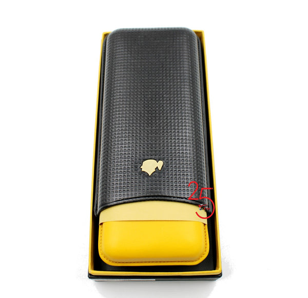 Cohiba Leather 3 Cigar Case Black/Yellow