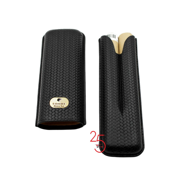 Cohiba Leather 2 Cigar Case Black