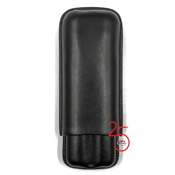 Black Leather Two Finger 60 Ring Cigar Case.
