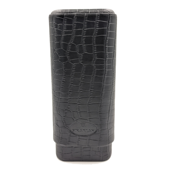 BlackCrocodile leather Two Finger 60 Ring Cigar Case. - TSC Inc. The Smokin' Cigar Inc. Accessories