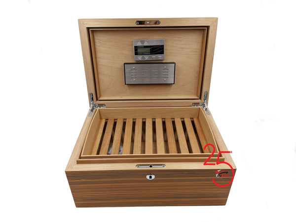 Zebra Pattern Wood 150+ Cigar Capacity Humidor - TSC Inc. The Smokin' Cigar Inc Humidors